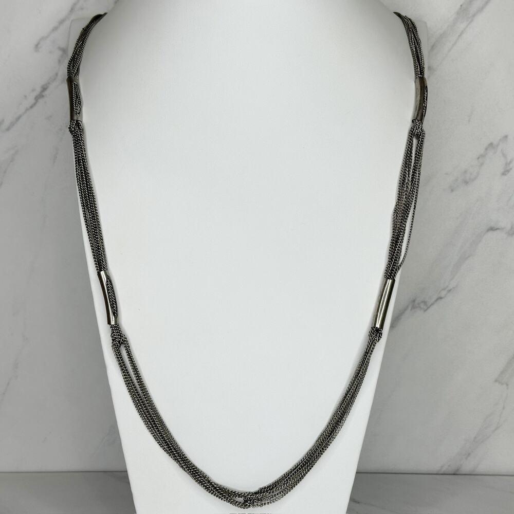 Multi Strand Silver Tone Long Necklace ✨